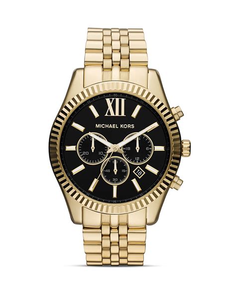 michael kors gold watch with mk logo|Michael Kors lexington chronograph watch.